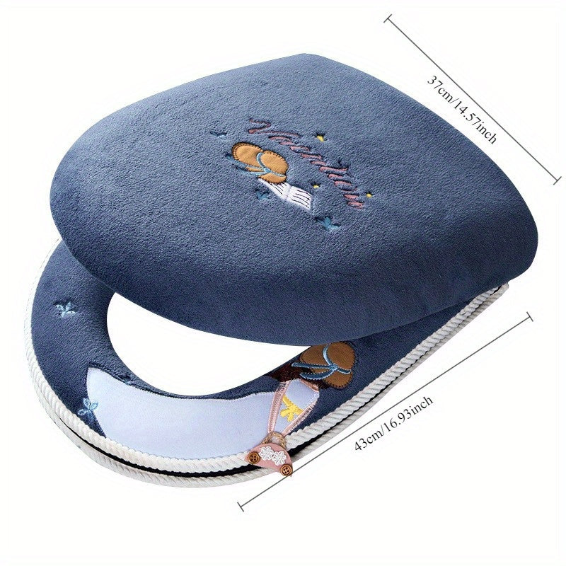 New Winter Toilet Seat Cover, Universal for All Seasons, Full Zipper Two-Piece Set, Home Three-Piece Set.